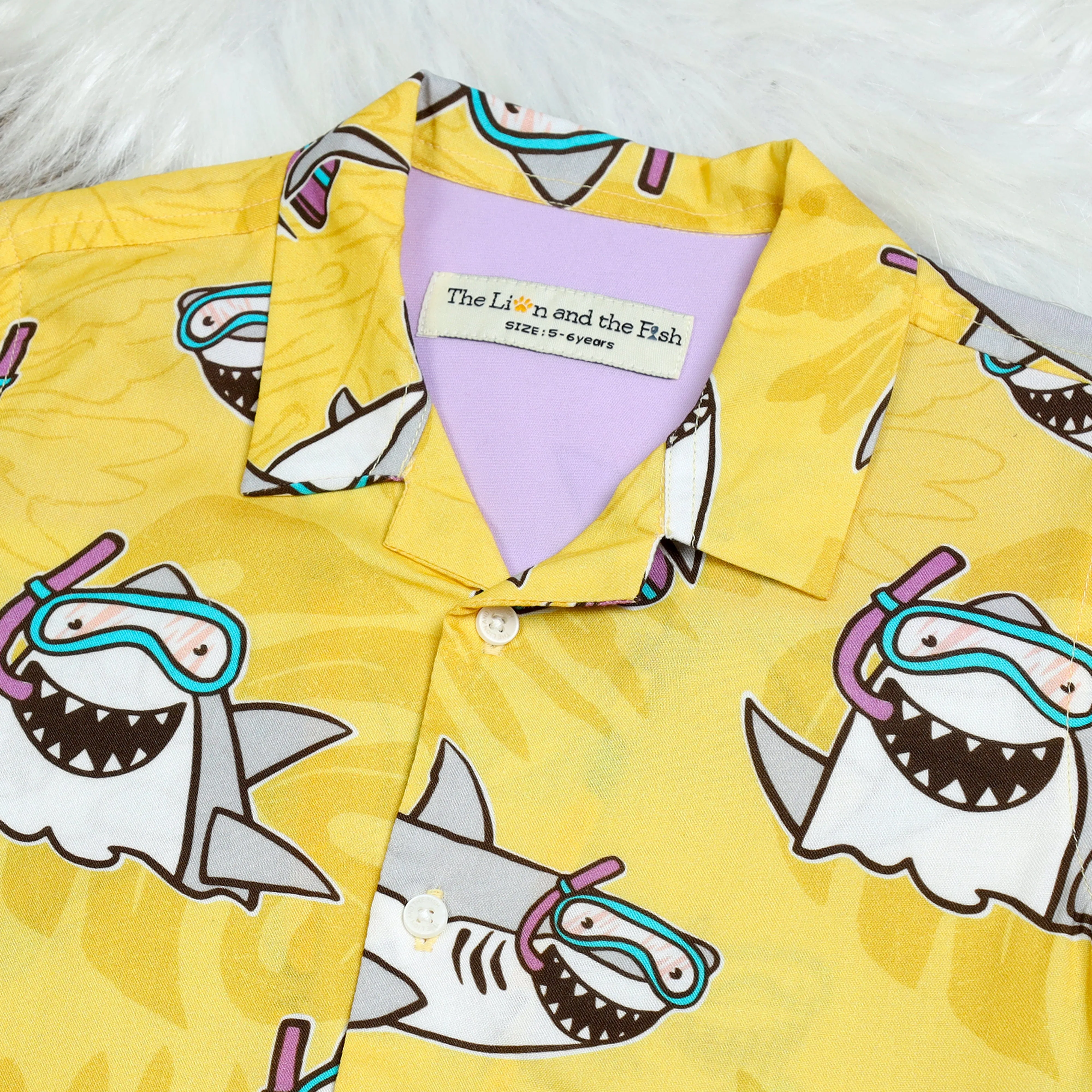 Boys Fish Printed Shirt Lemon Yellow