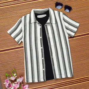 Boys Striped Shirt Green White