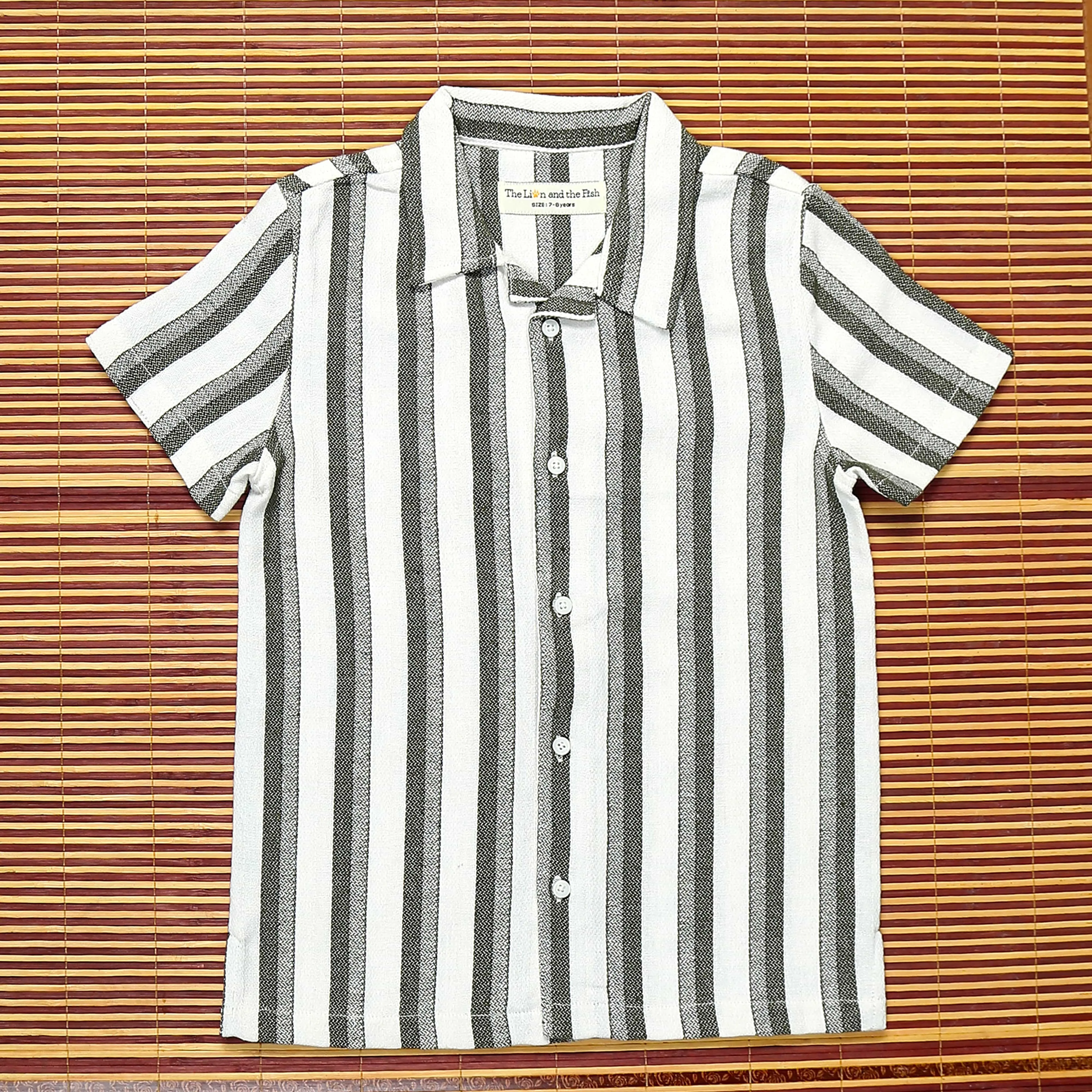Boys Striped Shirt Green White