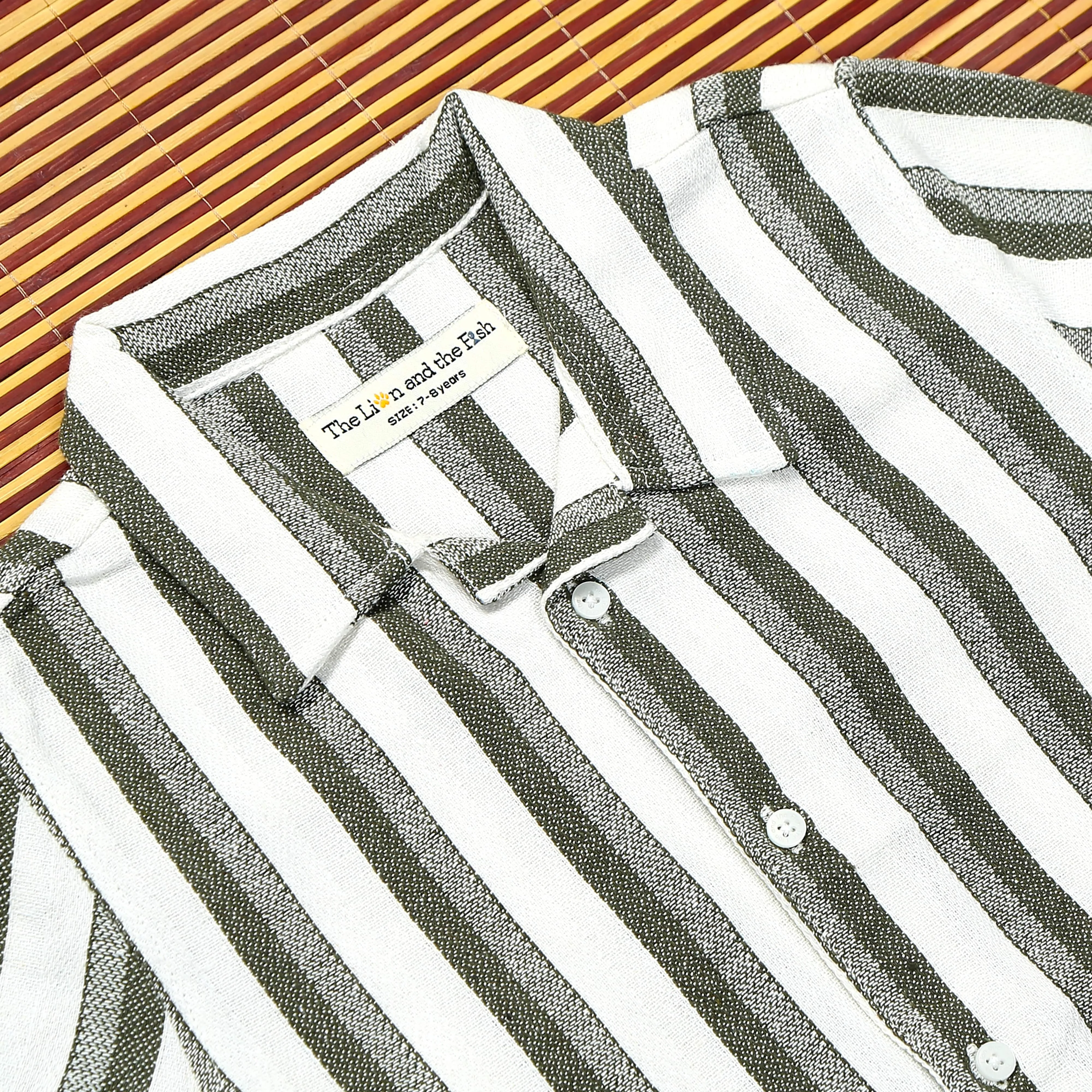Boys Striped Shirt Green White