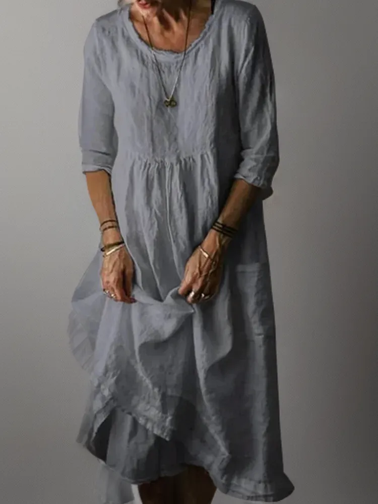Caroline | Relaxed Maxi Dress with Round Neckline