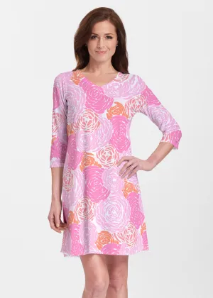 Chrysanthemum Pink (4074) ~ Classic V-neck Swing Dress