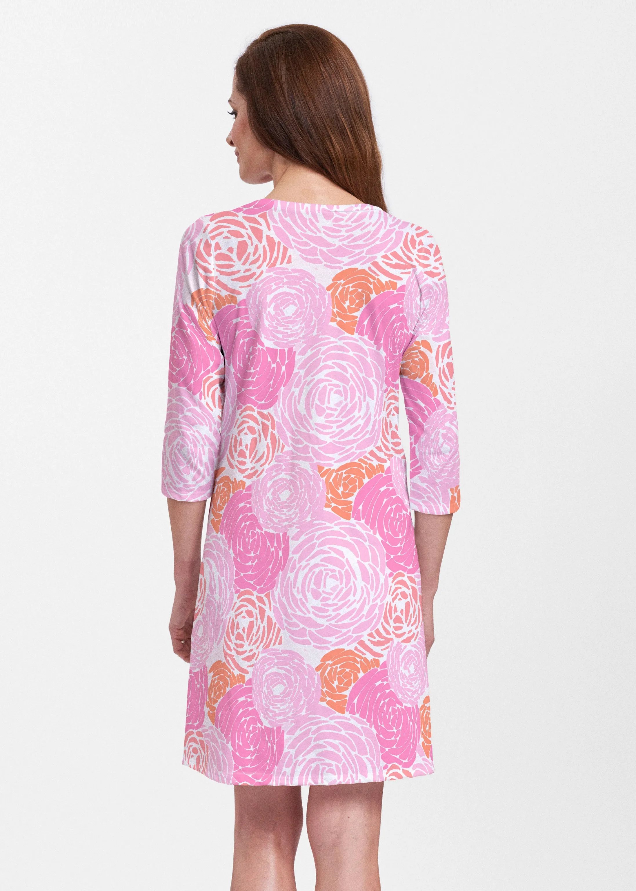 Chrysanthemum Pink (4074) ~ Classic V-neck Swing Dress