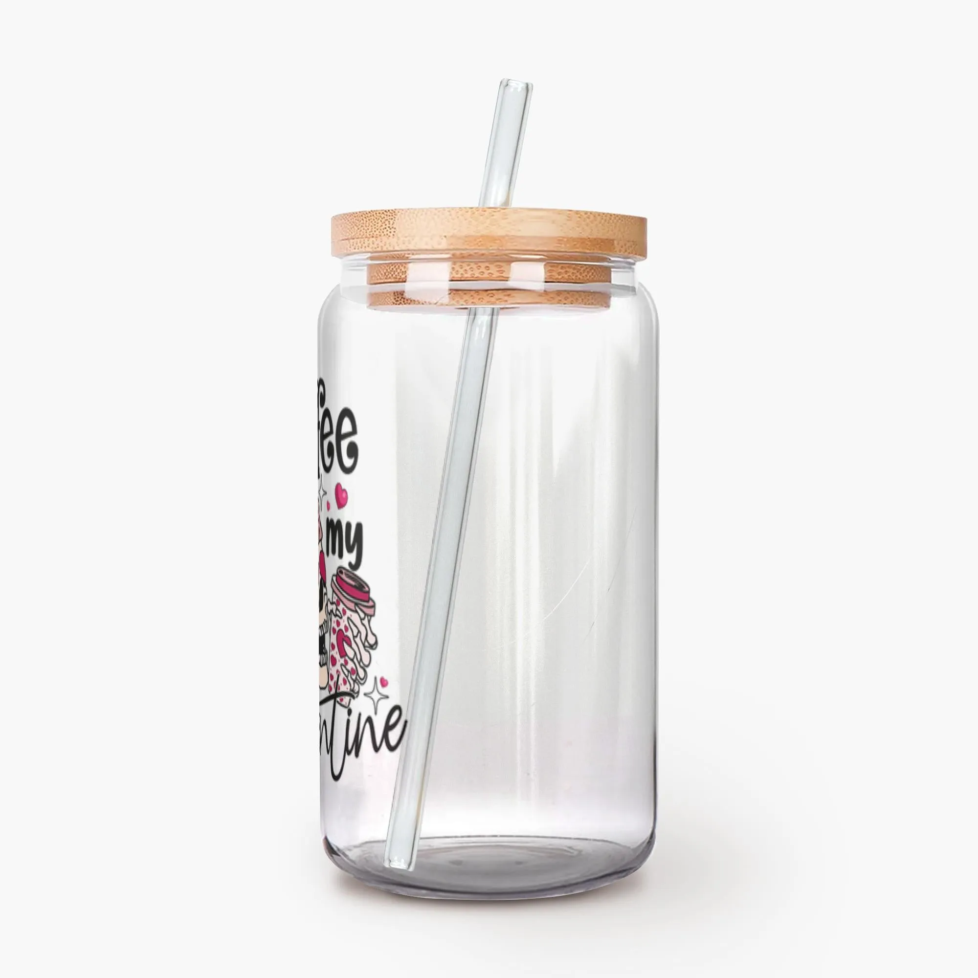 Coffee is My Valentine Iced Coffee Glass, Galentine's Day Gift, BFF Gift, Skulls, Skeleton Glass, Can Shaped Glass, Trendy Glass Cup