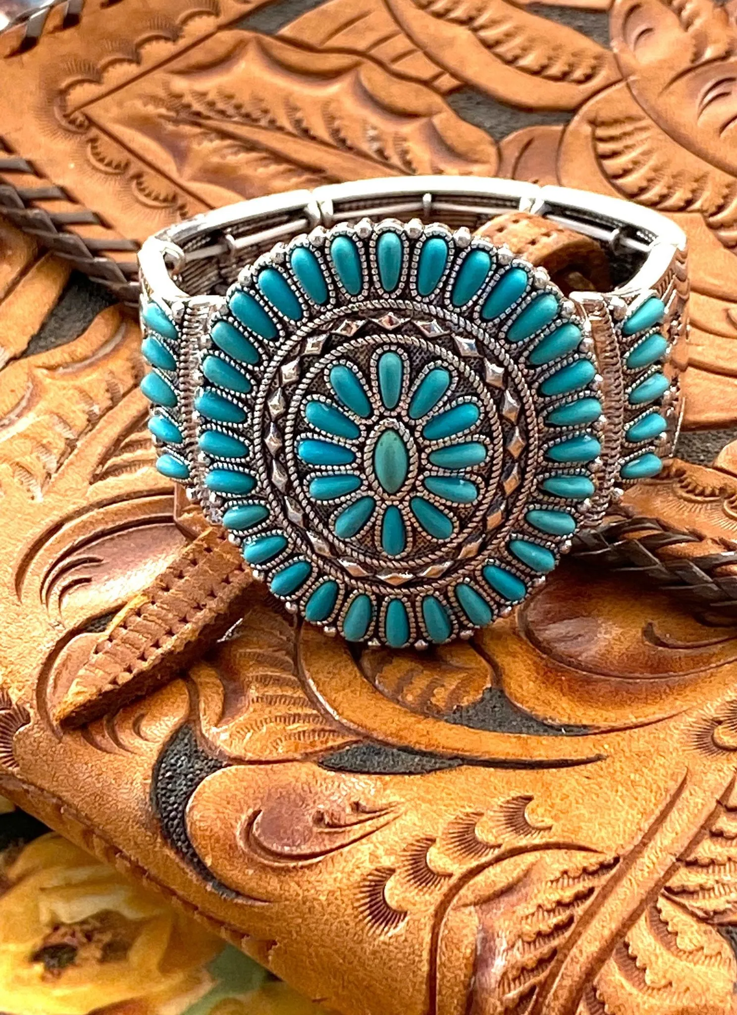 Concho Squash Blossom Bracelet