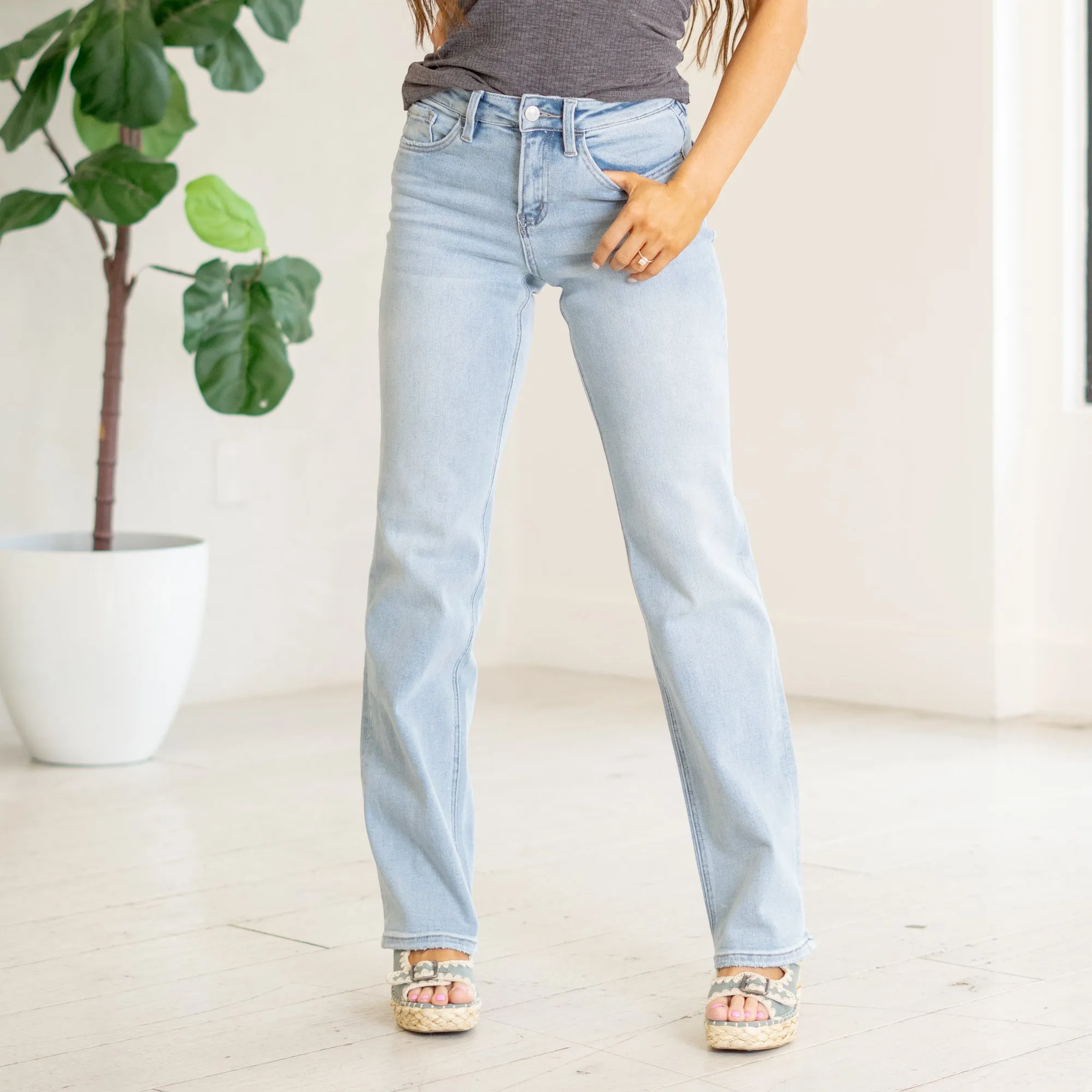 Convenient High Rise Slim Wide Leg Regular & Plus Sizes