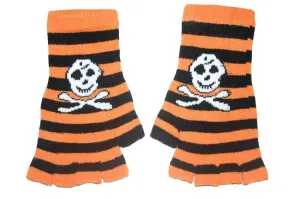 Copy of Black and Orange Skull Fingerless Gloves