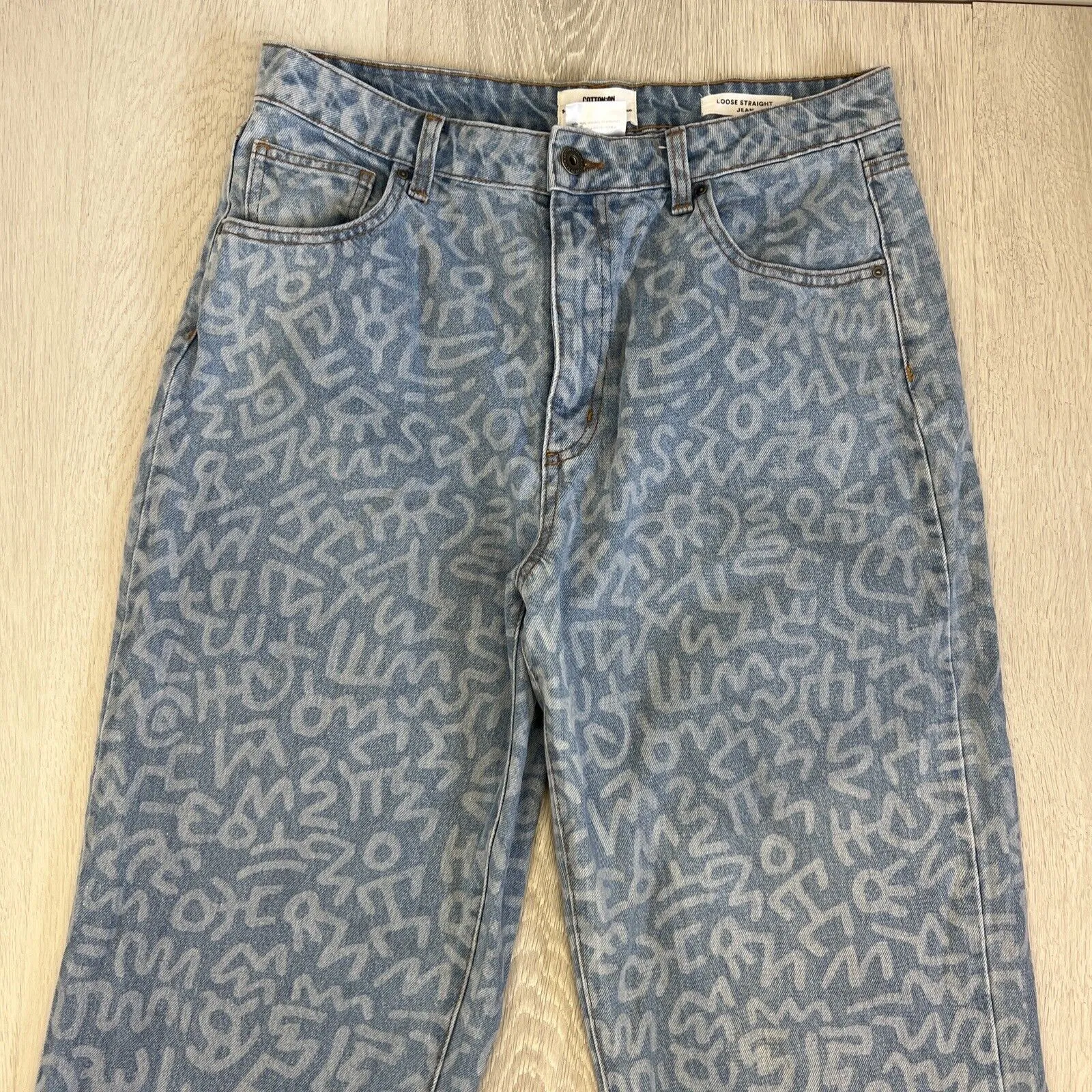 Cotton On x Keith Haring Womens Loose Straight Denim Jeans Size 14