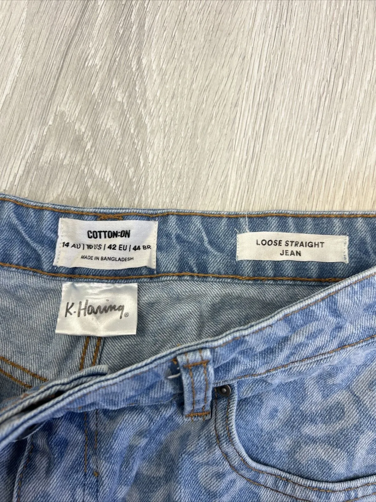 Cotton On x Keith Haring Womens Loose Straight Denim Jeans Size 14