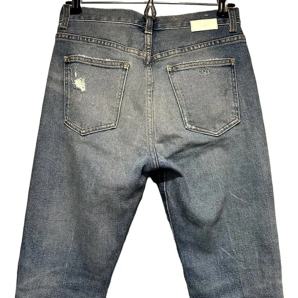 CQY DENIM High Rise Straight Leg Jeans - EUC‎ - 25 - distressed - light wash