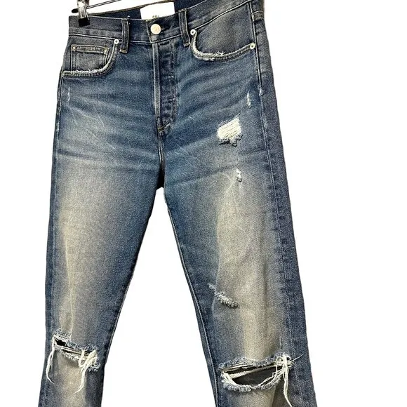 CQY DENIM High Rise Straight Leg Jeans - EUC‎ - 25 - distressed - light wash