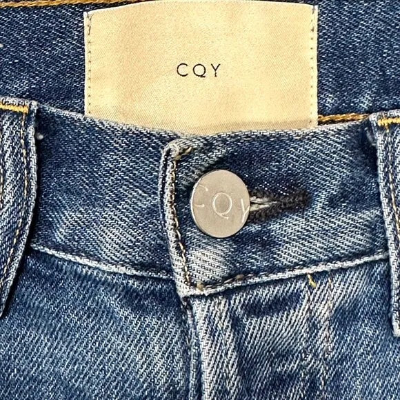 CQY DENIM High Rise Straight Leg Jeans - EUC‎ - 25 - distressed - light wash