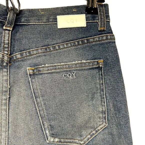 CQY DENIM High Rise Straight Leg Jeans - EUC‎ - 25 - distressed - light wash