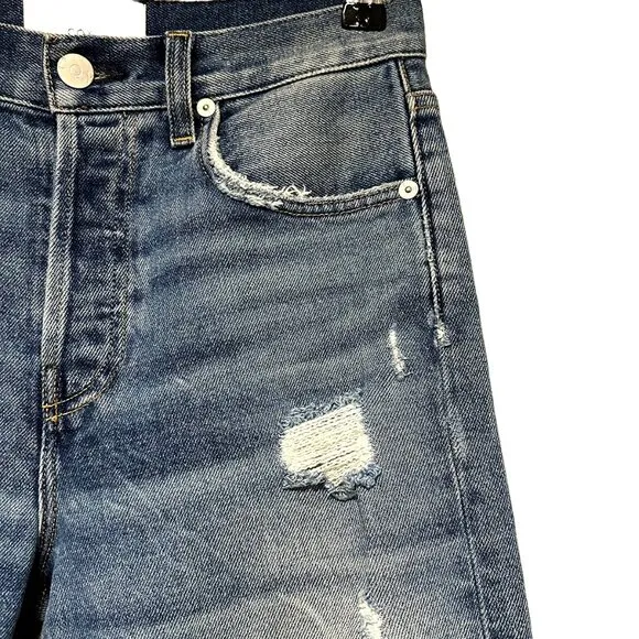 CQY DENIM High Rise Straight Leg Jeans - EUC‎ - 25 - distressed - light wash