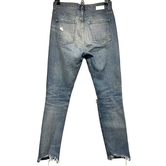 CQY DENIM High Rise Straight Leg Jeans - EUC‎ - 25 - distressed - light wash