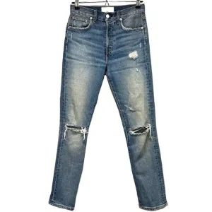 CQY DENIM High Rise Straight Leg Jeans - EUC‎ - 25 - distressed - light wash