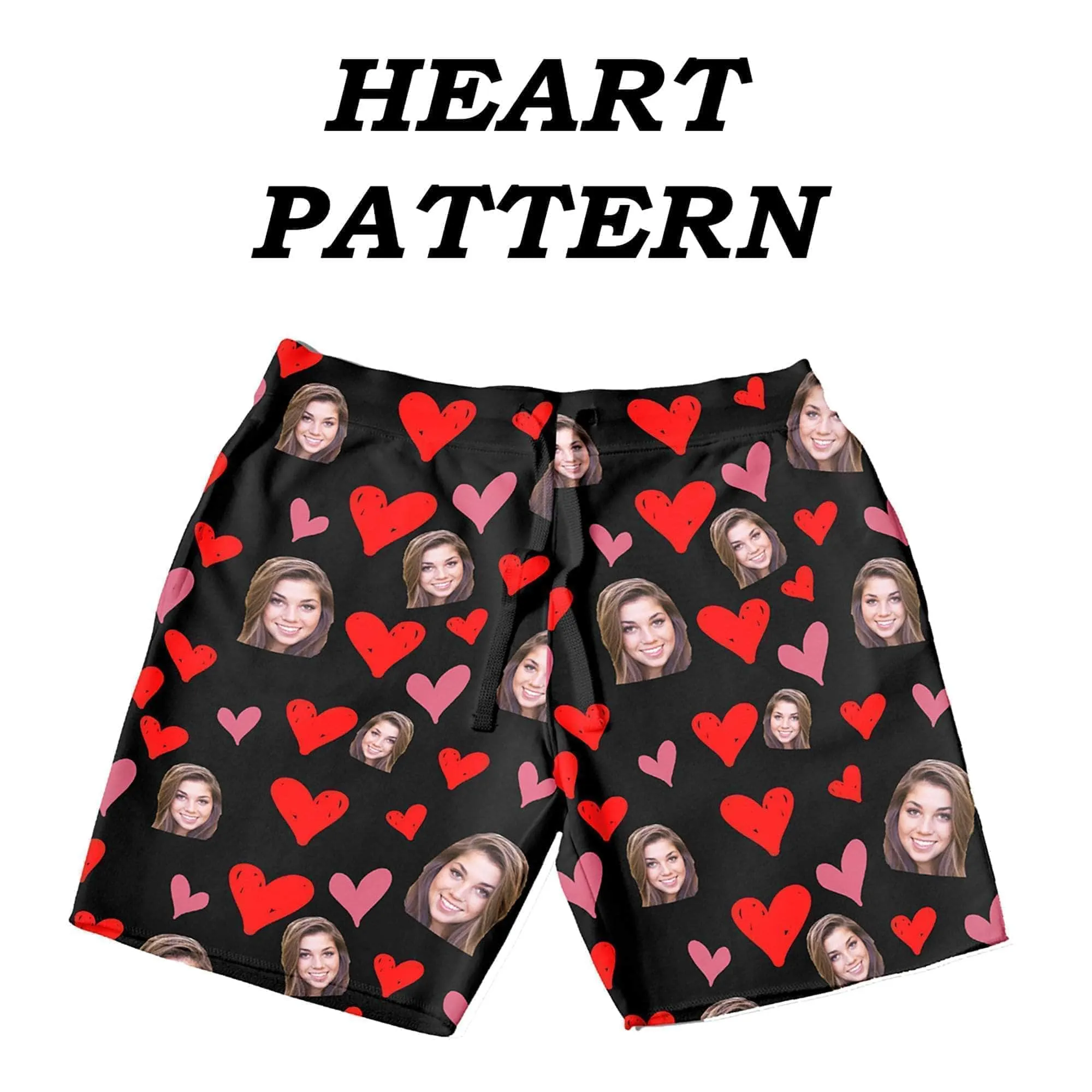 Custom Pajama Shorts | Personalized Special Love Hearts / Lips Lounge Shorts