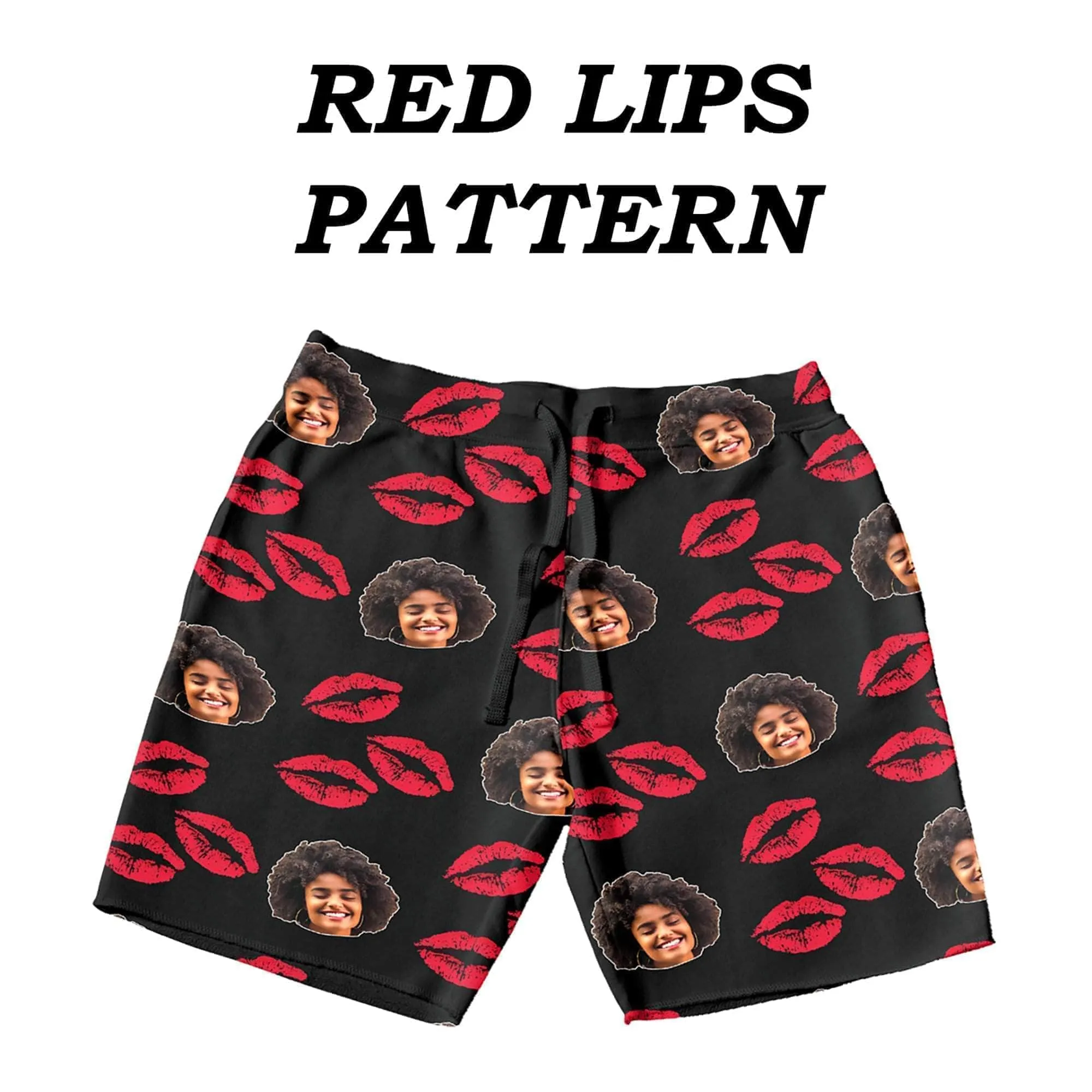 Custom Pajama Shorts | Personalized Special Love Hearts / Lips Lounge Shorts