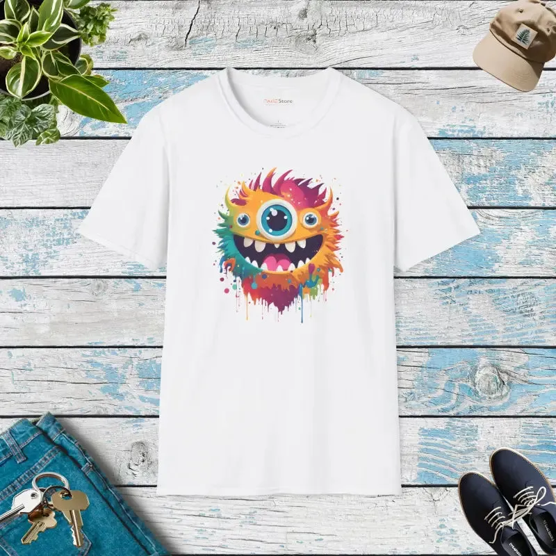 Cute Colorful Monster Softstyle t Shirt for Comfy Fun
