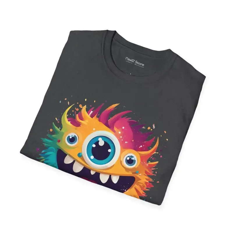 Cute Colorful Monster Softstyle t Shirt for Comfy Fun