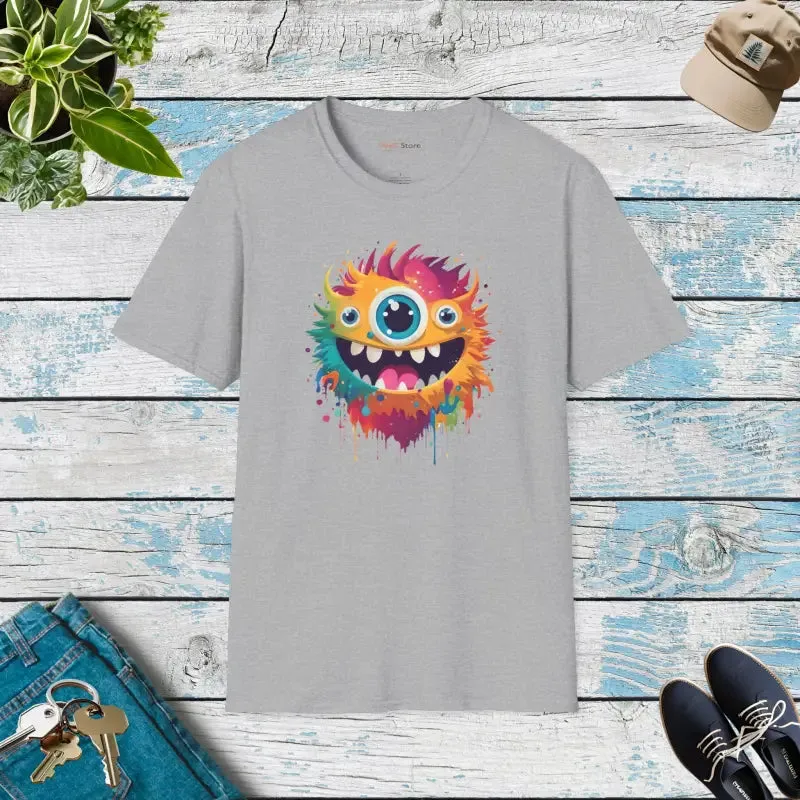 Cute Colorful Monster Softstyle t Shirt for Comfy Fun