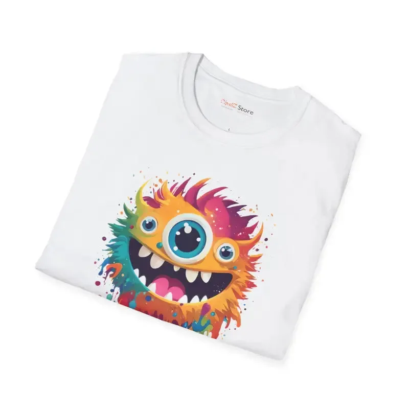 Cute Colorful Monster Softstyle t Shirt for Comfy Fun