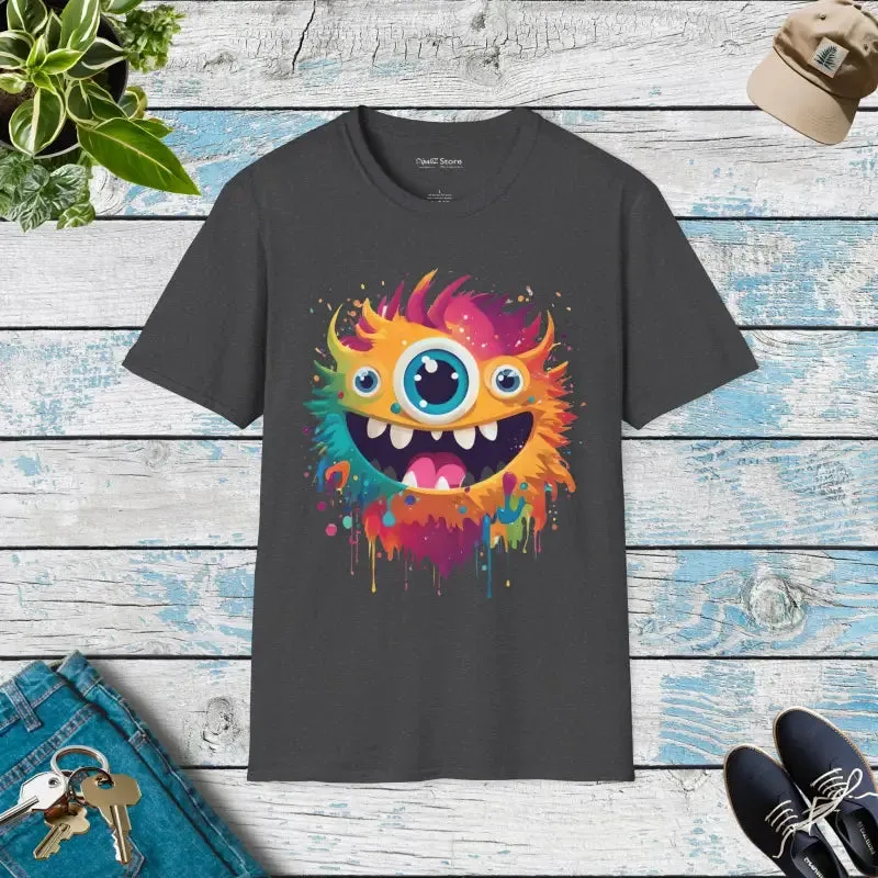 Cute Colorful Monster Softstyle t Shirt for Comfy Fun
