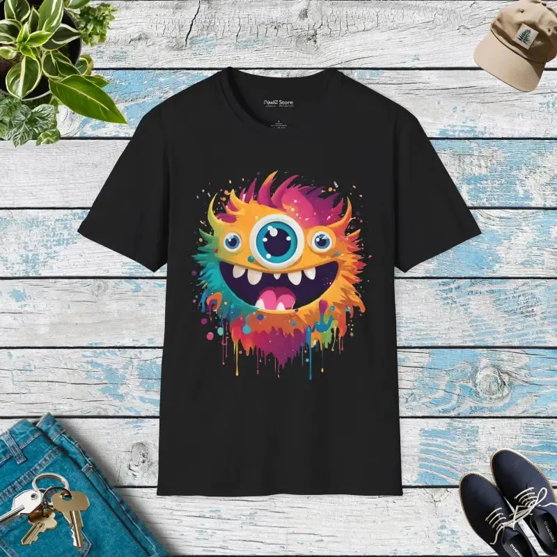 Cute Colorful Monster Softstyle t Shirt for Comfy Fun