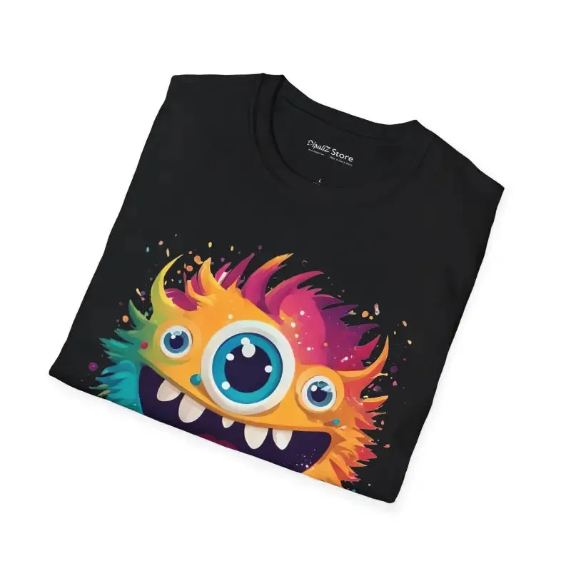 Cute Colorful Monster Softstyle t Shirt for Comfy Fun