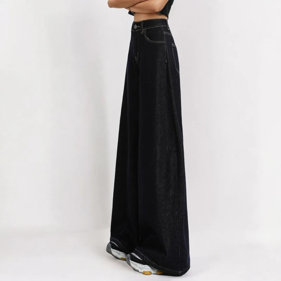 Dark Blue Loose Wide Leg Jeans