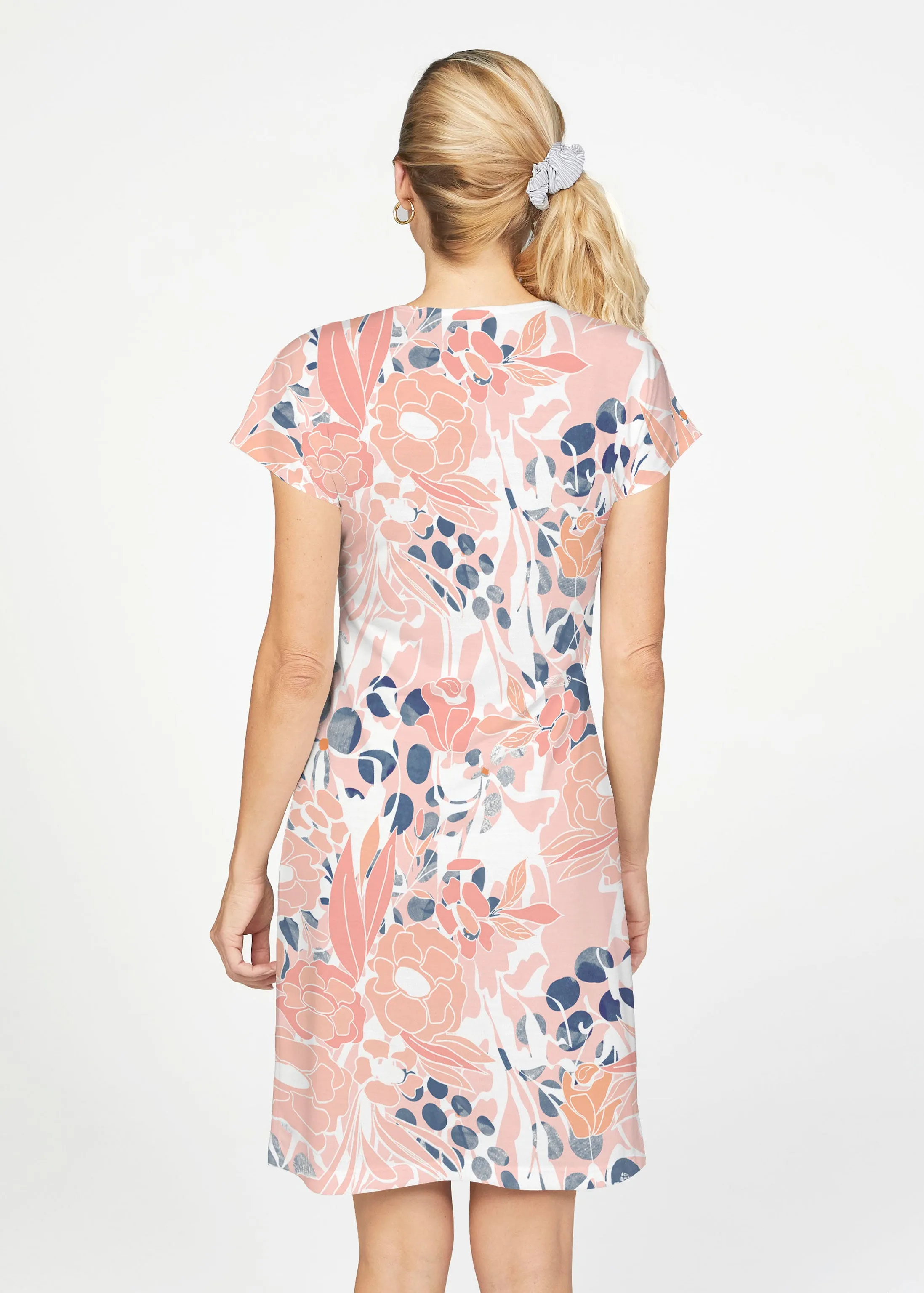 Daydream Floral (7805) ~ French Terry Short Sleeve Crew Dress