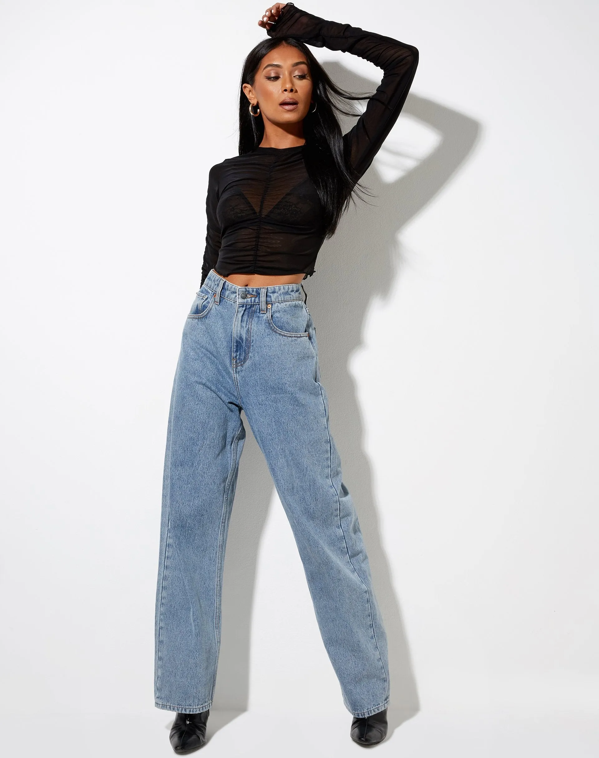 Deloya Top in Mesh Black