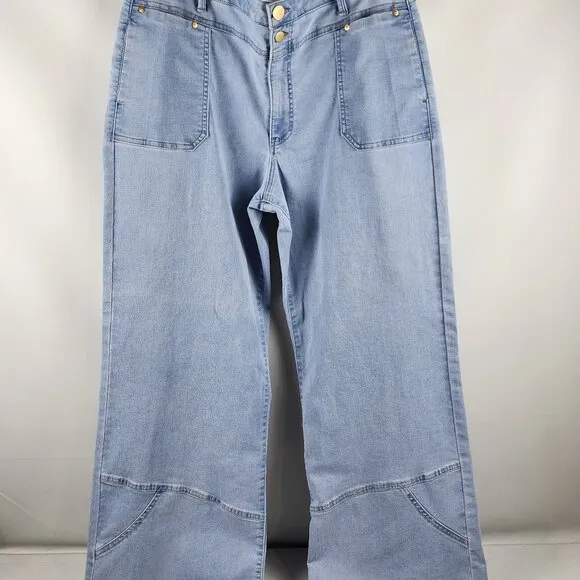 Democracy Jeans Womens 16 Ab Solution Light Wide Leg High Rise Denim (34x31)