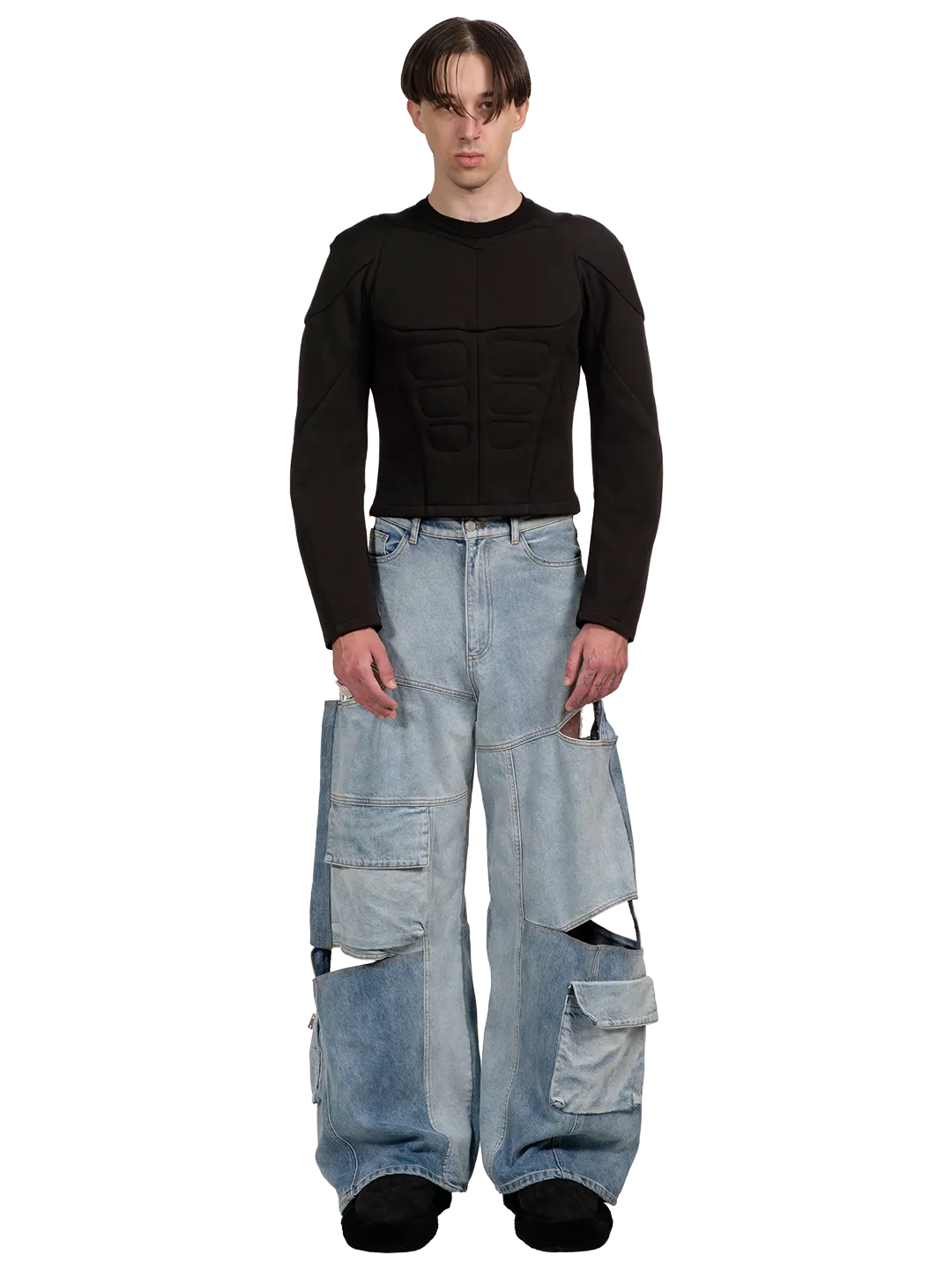 Denim Cargo Cut Out Jeans
