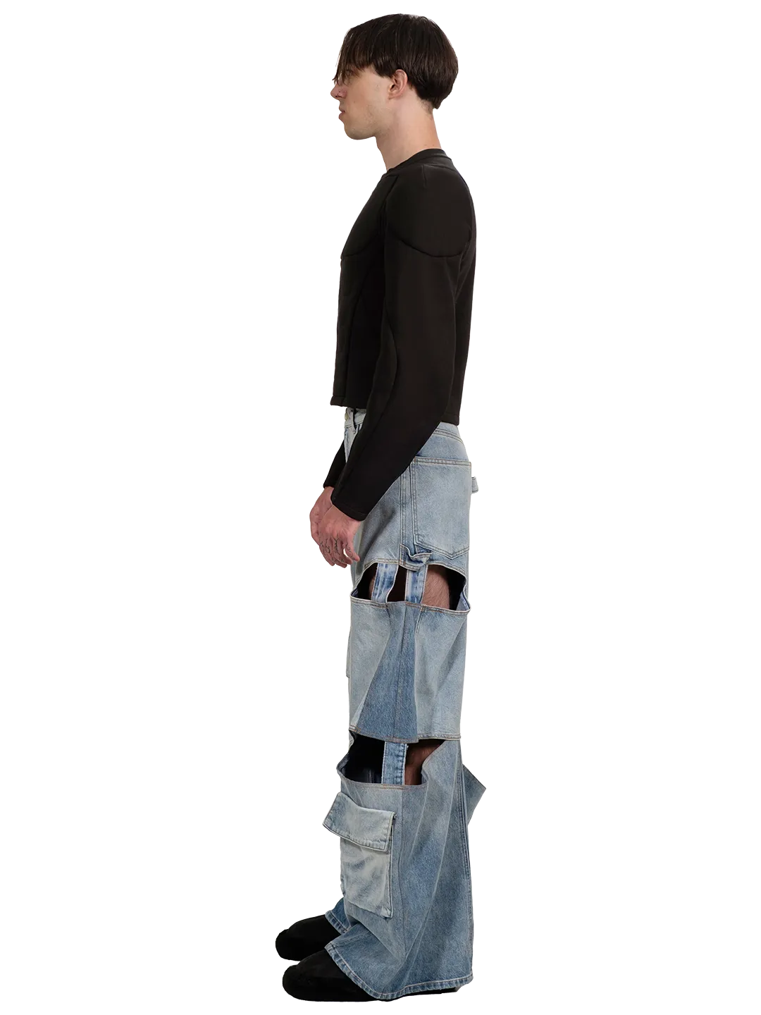 Denim Cargo Cut Out Jeans