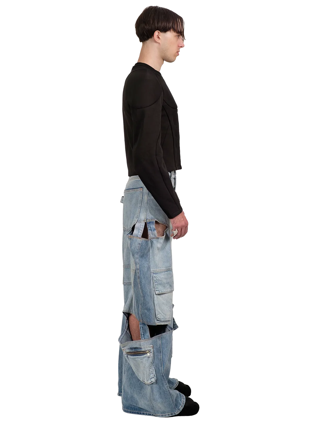 Denim Cargo Cut Out Jeans