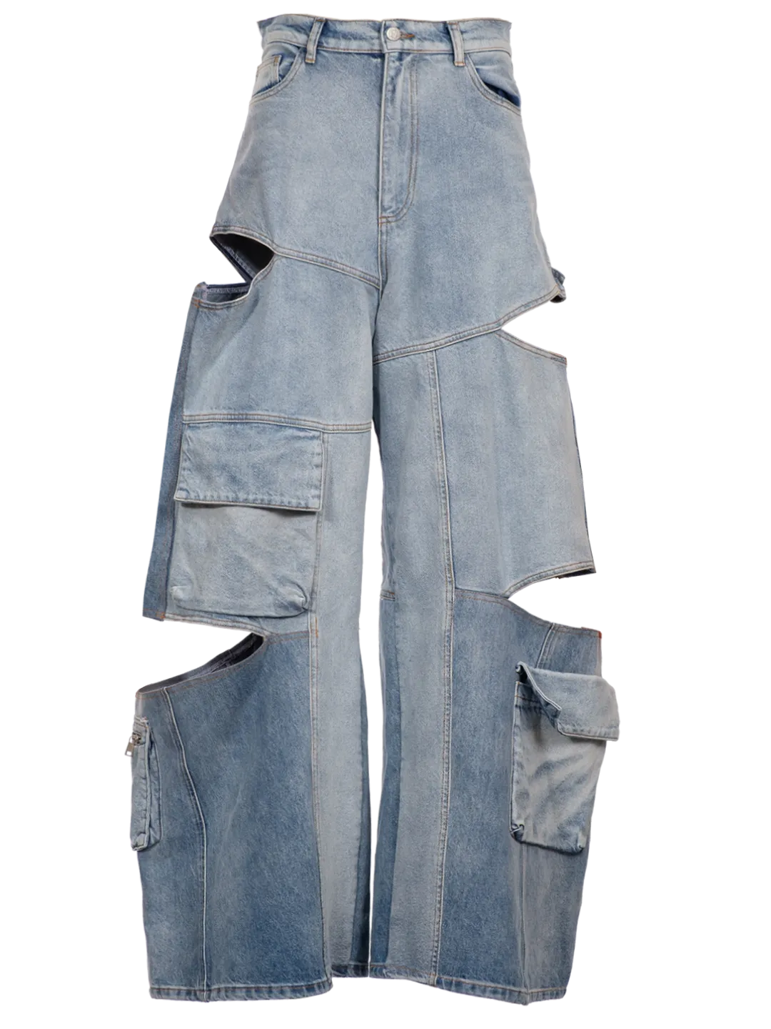 Denim Cargo Cut Out Jeans