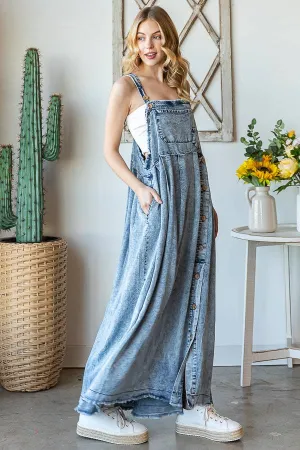 Denim Washed Button Front Maxi Oli Hali Dress