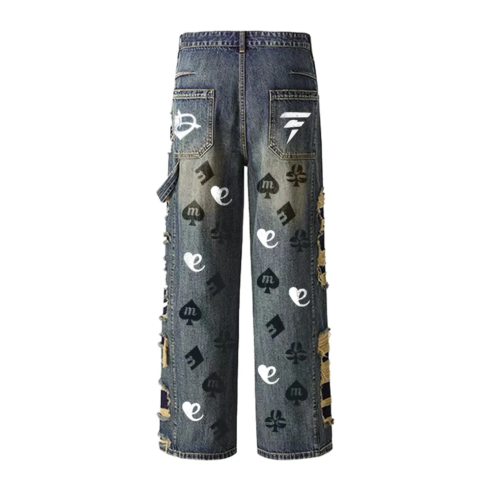 DF Brand Light Luxury Loose Wide-leg Jeans