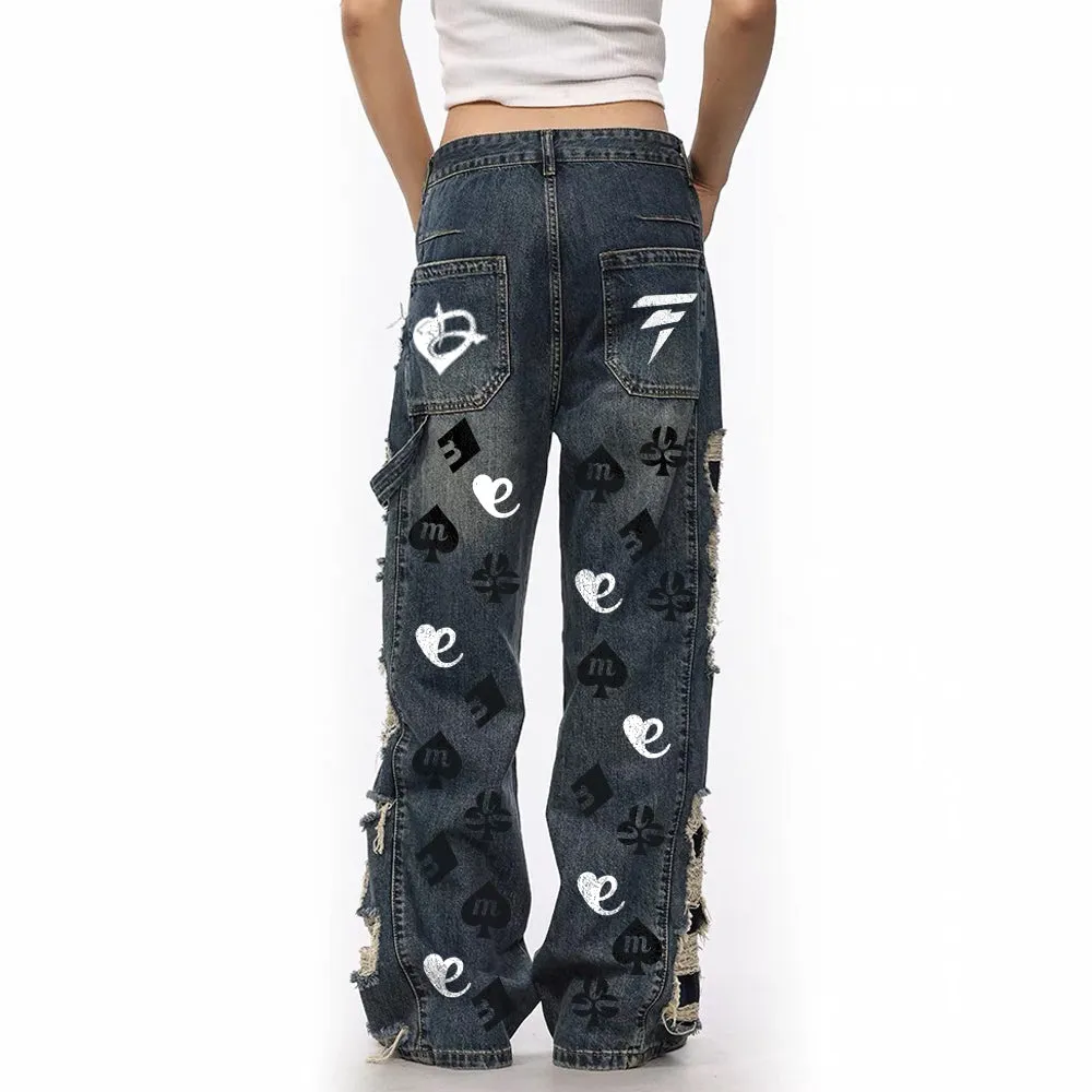 DF Brand Light Luxury Loose Wide-leg Jeans