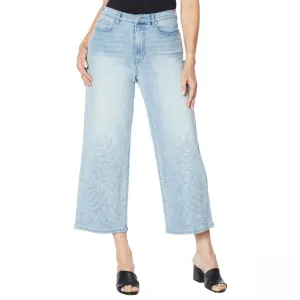DG2 by Diane Gilman Women's Classic Stretch Needle Punch Cropped Wide Leg Jeans