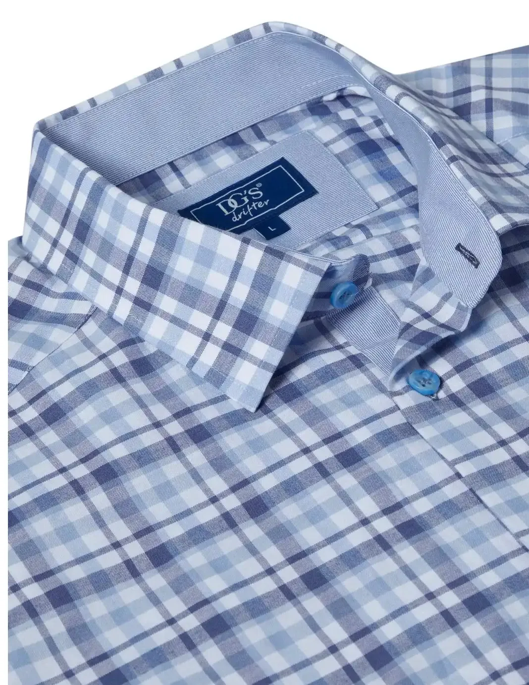 DG's Drifter Ivano Short Sleeve Check Shirt Light Blue