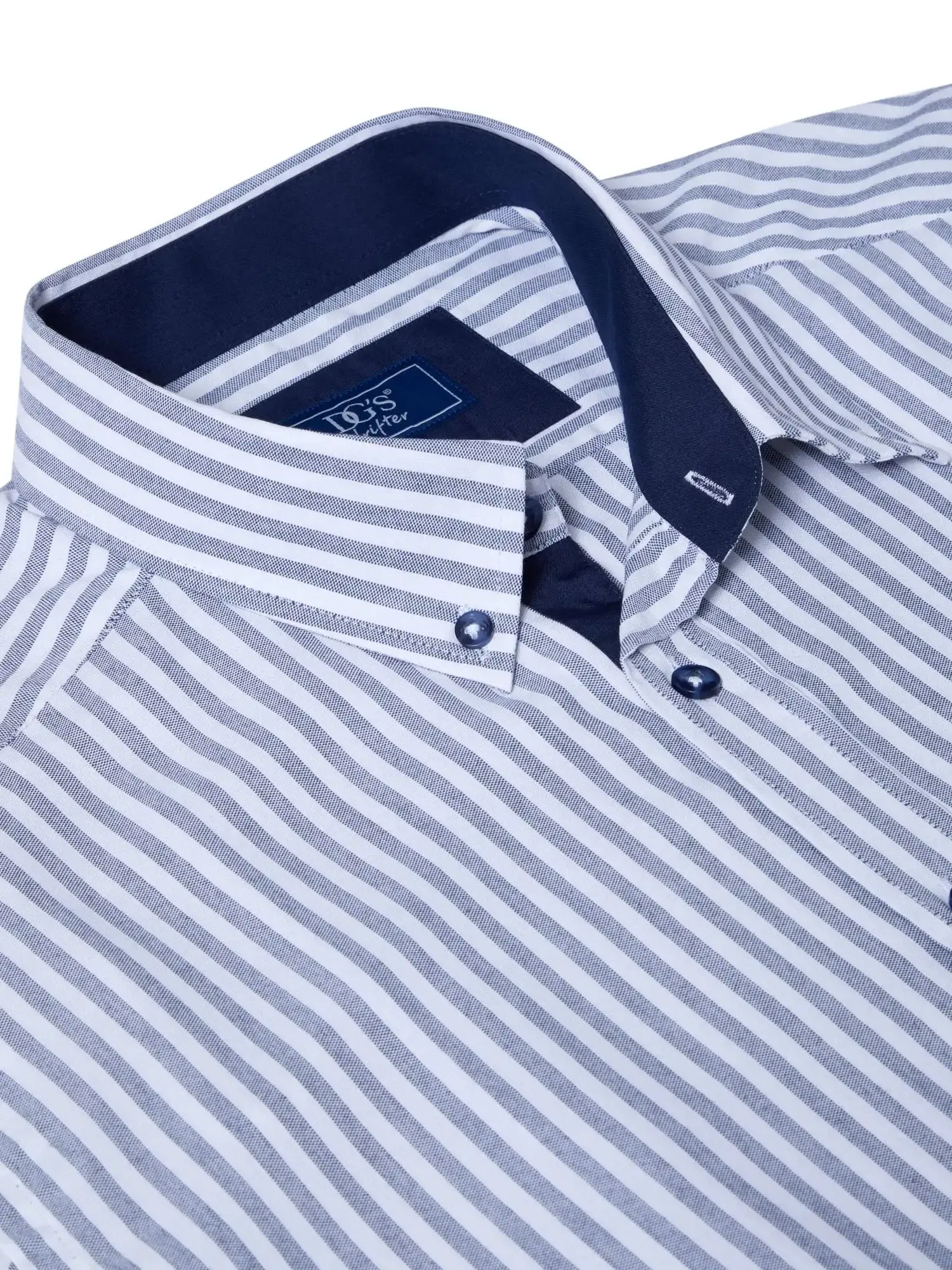 DG's Drifter Short Sleeve Shirt Oxford Navy Stripe