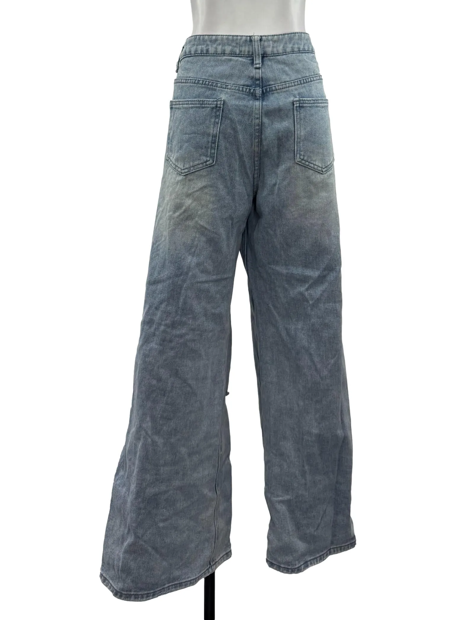 Distressed Light Wash Wide Leg Jeans