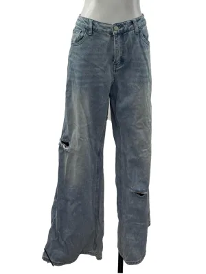 Distressed Light Wash Wide Leg Jeans