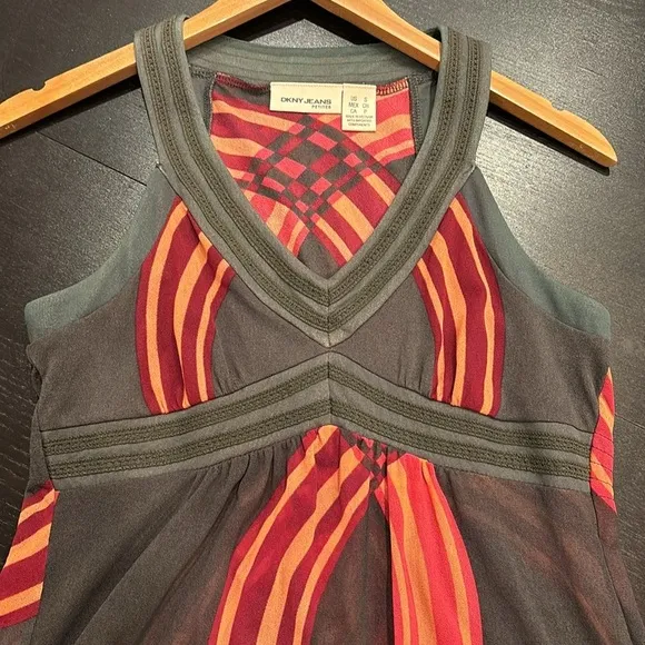 DKNY Jeans Womens Multicolor Geometric Print Sleeveless Mini Dress Size S