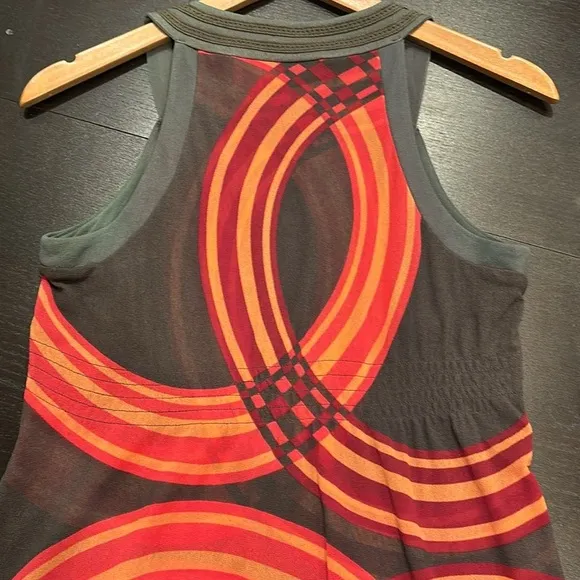 DKNY Jeans Womens Multicolor Geometric Print Sleeveless Mini Dress Size S