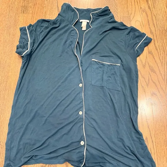Eberjay Gisele Tencel Modal Relaxed Short PJ Set Large Teal Blue Comfy Pajamas