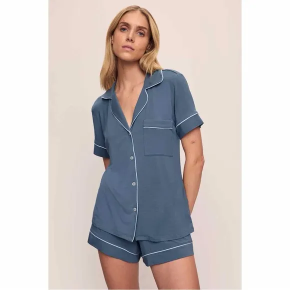 Eberjay Gisele Tencel Modal Relaxed Short PJ Set Large Teal Blue Comfy Pajamas