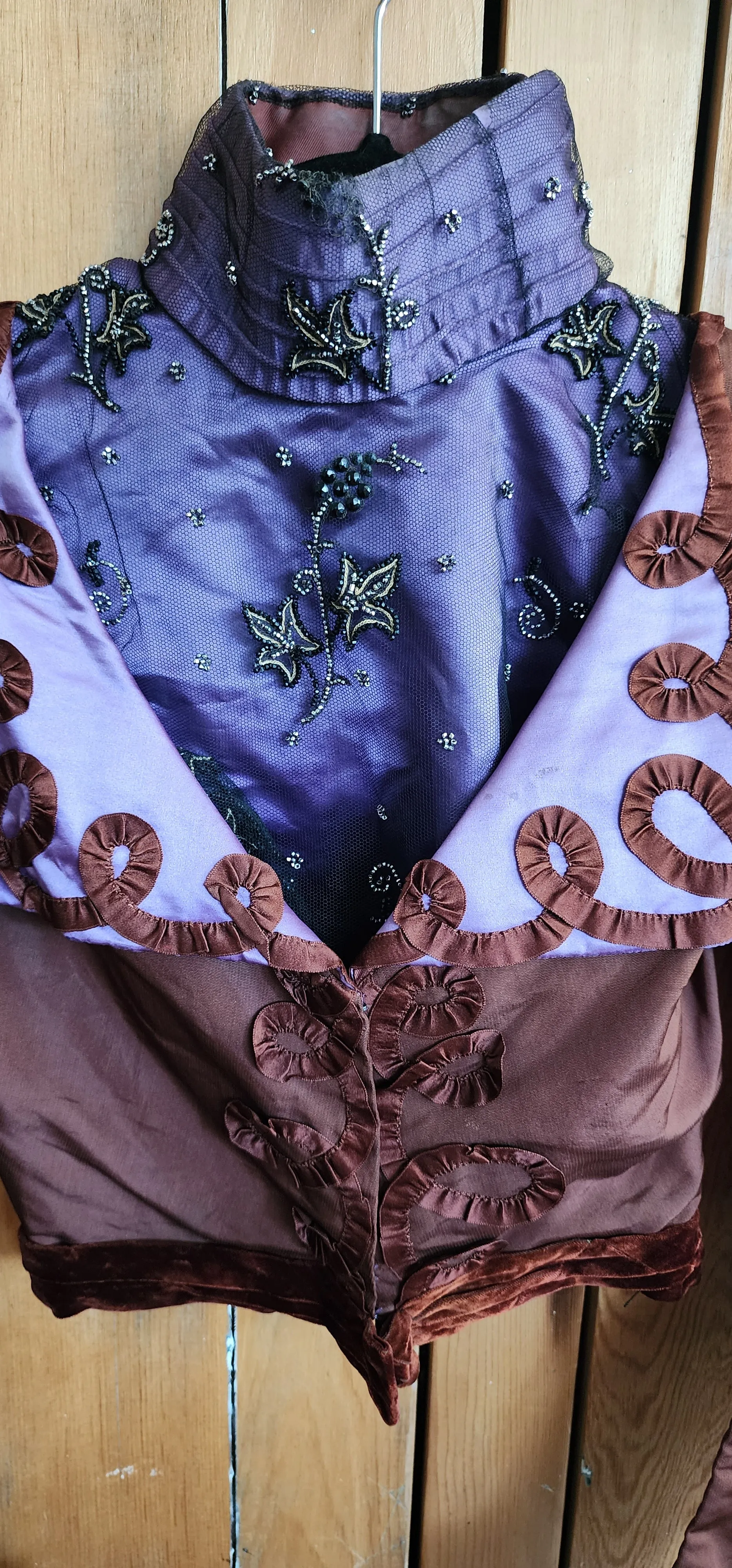 Edwardian Silk Beaded Jacket Brown Purple